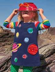 Langarm Galaxy Thema Mädchenkleid