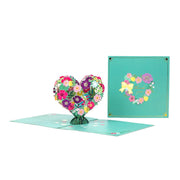 Personalized Thank You Flower Heart Pop-Up Card - Handmade 3D Greeting Card for Thinking of You, Congratulation, Weddings, & Gift for Her