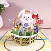 Personalized 3D Handmade Easter Egg Bunny, Basket Pop-Up Greeting Card: Perfect for Easter Greetings, Congrats, Birthday, and Thank You