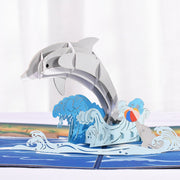Personalized Dolphin Pop-up Greeting Card - Handmade 3D design for Happy Birthday, Congratulations, thinking of you, thank you messages