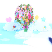 Handmade 3D Pop-up Birthday Flower Love Hot Air Balloon Greeting Card - Perfect for Birthdays, Congrats, Weddings, & Saying Thank You!