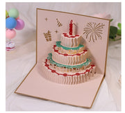 Birthday Cake Greeting 3D Pop-Up Handmade Card - Perfect for Birthday Wishes, Congratulating, Thinking of You, or Saying Thank You Gift Her