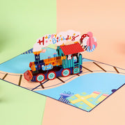 Personalized 3D Pop- Up Birthday Train Greeting Card for Kids -Handmade, Perfect for birthdays, congrats & a unique Birthday Greeting Card