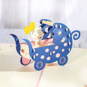 Personalized Kids Stroller Newborn Greeting Card 3D Pop-Up Greeting Card: Ideal for New Born Wishes, Baby congratulation Greeting Card Wish!