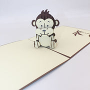 Personalized Little Monkey Pop-Up Greeting Card :Handmade 3D Card for Birthday , Congrats, Kids & Thank You - Perfect for Any Occasion!