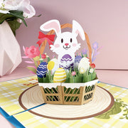 Personalized 3D Handmade Easter Egg Bunny, Basket Pop-Up Greeting Card: Perfect for Easter Greetings, Congrats, Birthday, and Thank You