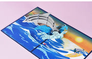 Personalized Dolphin Pop-up Greeting Card - Handmade 3D design for Happy Birthday, Congratulations, thinking of you, thank you messages