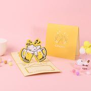 Personalized Beer Mug Cheers Pop-Up Greeting Card - Handmade, Perfect for birthdays, congrats & thank you as a unique thinking of you gift