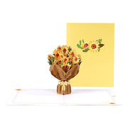 Sunflower Bouquet 3D Pop-Up Greeting Card - Perfect Handmade Wedding, Congrats, Thinking of You, & Thank You Gift!