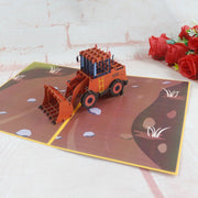 Pop-Up Greeting Card for Kids Birthday Mini Bulldozer: Personalized Kids Design for Thoughtful Birthday, Thank You or Congrats Gift
