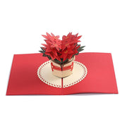 Personalized 3D Red Poinsettia Flowers Pop Up Greeting Card - Perfect for Thinking of You, Congrats, Wedding or Thank You Happy Mother Day