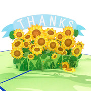 Personalized Yellow Sunflowers Thank you Pop Up Greeting Card - A Handmade 3D Card for Weddings, Congrats, Thinking of You & Thank You!