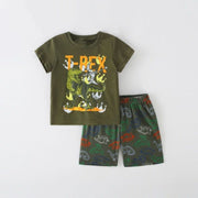 Short Sleeve Dinosaur Pattern T-shirt And Short Boys Set
