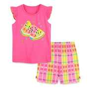 Pink Toddler Girls Watermelon Fun 2 Piece Set Baby Girl T-shirt et tenues courtes