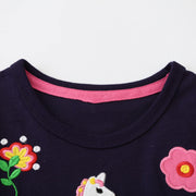 Unicorn Girls Sleeveless Summer Unicorn & Floral Pattern Dress