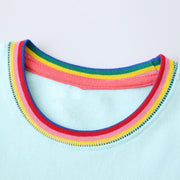 Rainbow Pattern Short Sleeve Girls Summer Tutu Dress