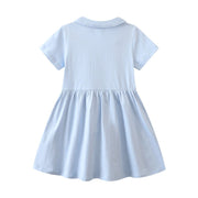 Flowers embroidered Short Sleeve Girls Summer Tutu Dress