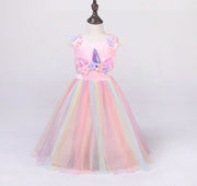 Robe de princesse licorne à manches courtes pour filles