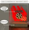 a personalized lamp with a soccer ball on it