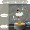 a personalized lamp with a picture of a ballerina