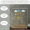 a personalized acrylic plaque with a star and cloud design