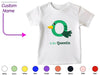 a white shirt with a green bird on it