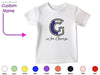 a white t - shirt with the letter g on it