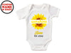 a baby bodysuit with a sunflower on it