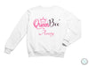 a white sweatshirt with the words queen bee on it