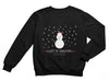 a black sweater with a snowman on it