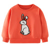 Sweat-shirt à manches longues imprimé lapin pour filles, orange