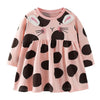 Ganzärmeliges Polka Dot Bunny Theme Mädchenkleid, Rosa
