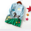 Robe à manches longues pour filles à thème cheval et nuages, bleu