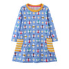 Robe pour filles à manches longues et poches imprimées, bleu