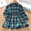 Robe fille à volants tartan à manches longues, multicolore