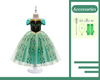 Green Princess Anna inspired Dress Costume For Girls