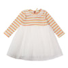 SkipStars Girls Stripy Full Sleeve Dress White