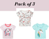Baby Mädchen Sommer Tops &amp; T-Shirts Unicorn World Collection T-Shirts Rainbow and Bunny T-Shirt | Kleinkind Mädchen Kleidung Geschenk für Mädchen Outfit 3er Pack