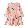 Langarm-Regenbogen-Einhorn-Mädchenkleid