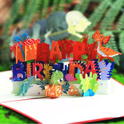 Personalized Little Kids Dinosaur 3D Pop-up Handmade Birthday Greeting Card for Kids - Perfect for Birthdays, Congrats, Thank Yours & More!