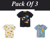 T-shirts en coton pour garçons T-shirts et hauts d'été pour bébés garçons Dino, Hélicoptère | Enfant en bas âge garçon chemise enfant vêtements cadeau pour garçons Lot de 3